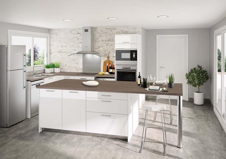 Néova - Meubles de Cuisine avec îlot central Néova - Meubles de Cuisine